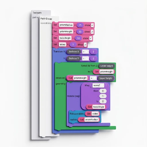 SynthBlocks canvas with snapped blocks for toolpath logic.